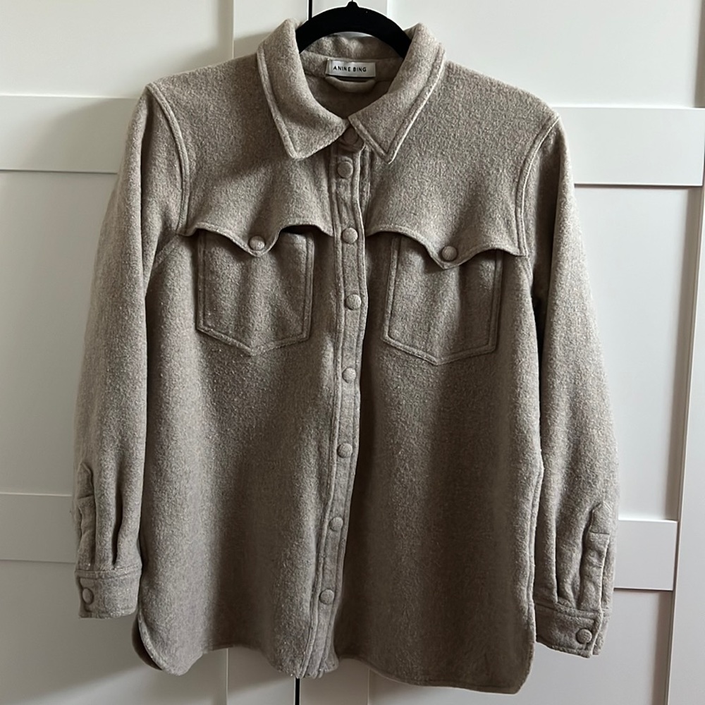 Anine Bing Luke Western Wool Shirt, Large